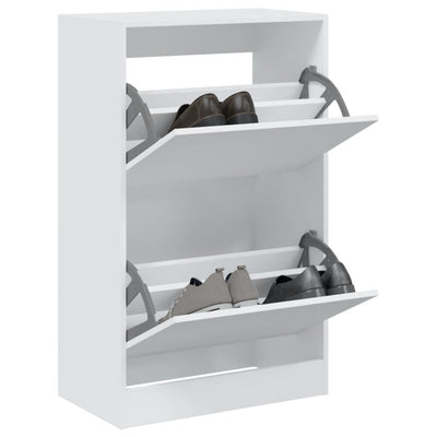 Modern 18 Pair 31" Shoe Cabinet With 2 Flip Down Drawers