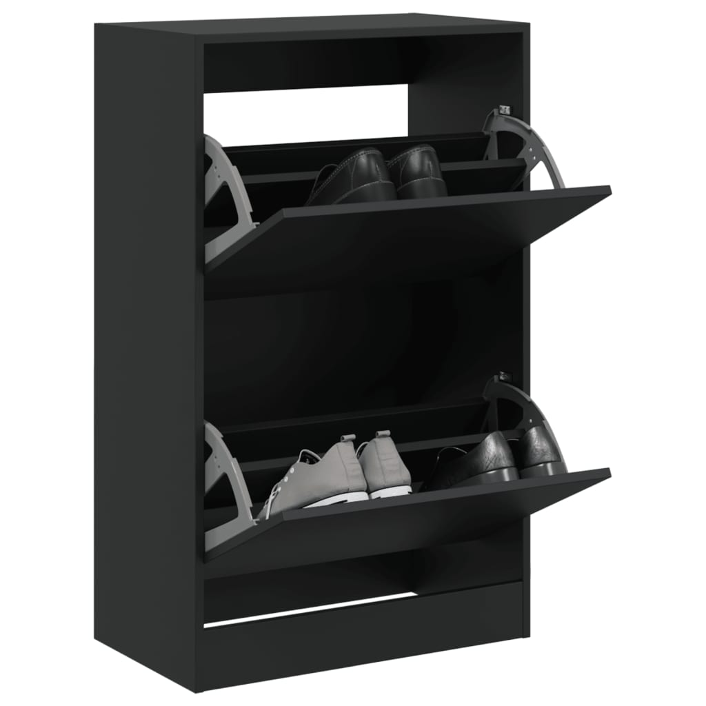 Modern 18 Pair 31" Shoe Cabinet With 2 Flip Down Drawers