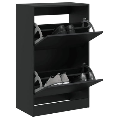 Modern 18 Pair 31" Shoe Cabinet With 2 Flip Down Drawers