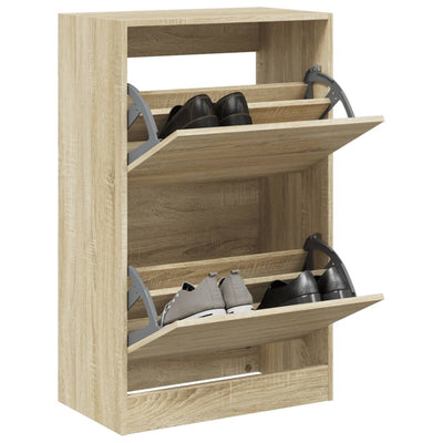 Modern 18 Pair 31" Shoe Cabinet With 2 Flip Down Drawers