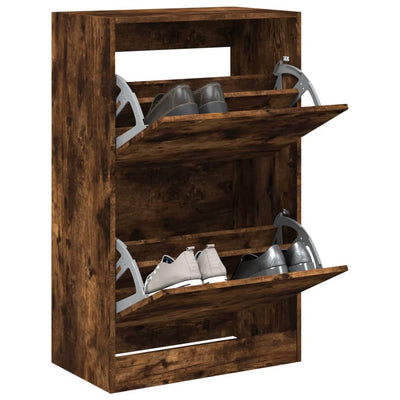Modern 18 Pair 31" Shoe Cabinet With 2 Flip Down Drawers