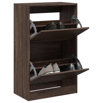 Modern 18 Pair 31" Shoe Cabinet With 2 Flip Down Drawers