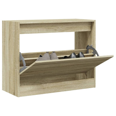 Modern 6 Pair 31" Shoe Cabinet With 1 Flip Down Drawer