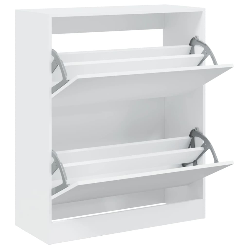 Modern 18 Pair 31" Shoe Cabinet With 2 Flip Down Drawers