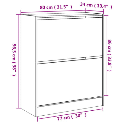 Modern 18 Pair 31" Shoe Cabinet With 2 Flip Down Drawers