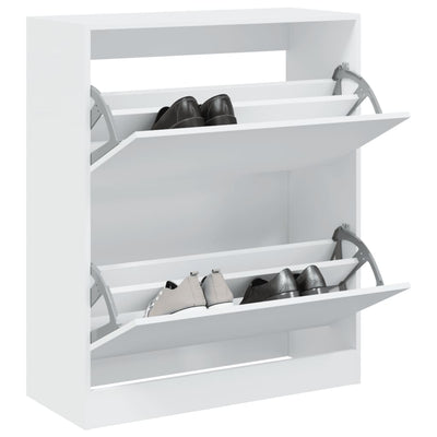 Modern 18 Pair 31" Shoe Cabinet With 2 Flip Down Drawers