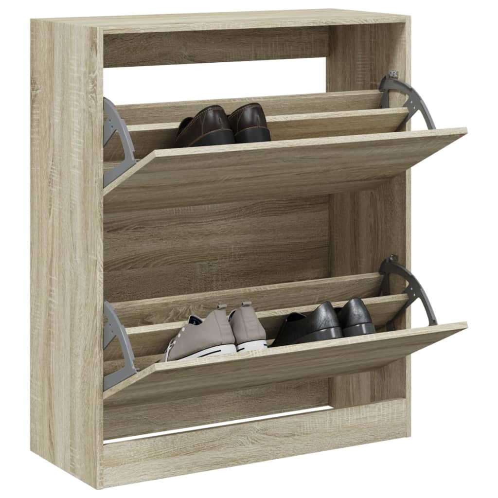 Modern 18 Pair 31" Shoe Cabinet With 2 Flip Down Drawers