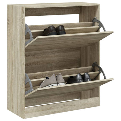 Modern 18 Pair 31" Shoe Cabinet With 2 Flip Down Drawers