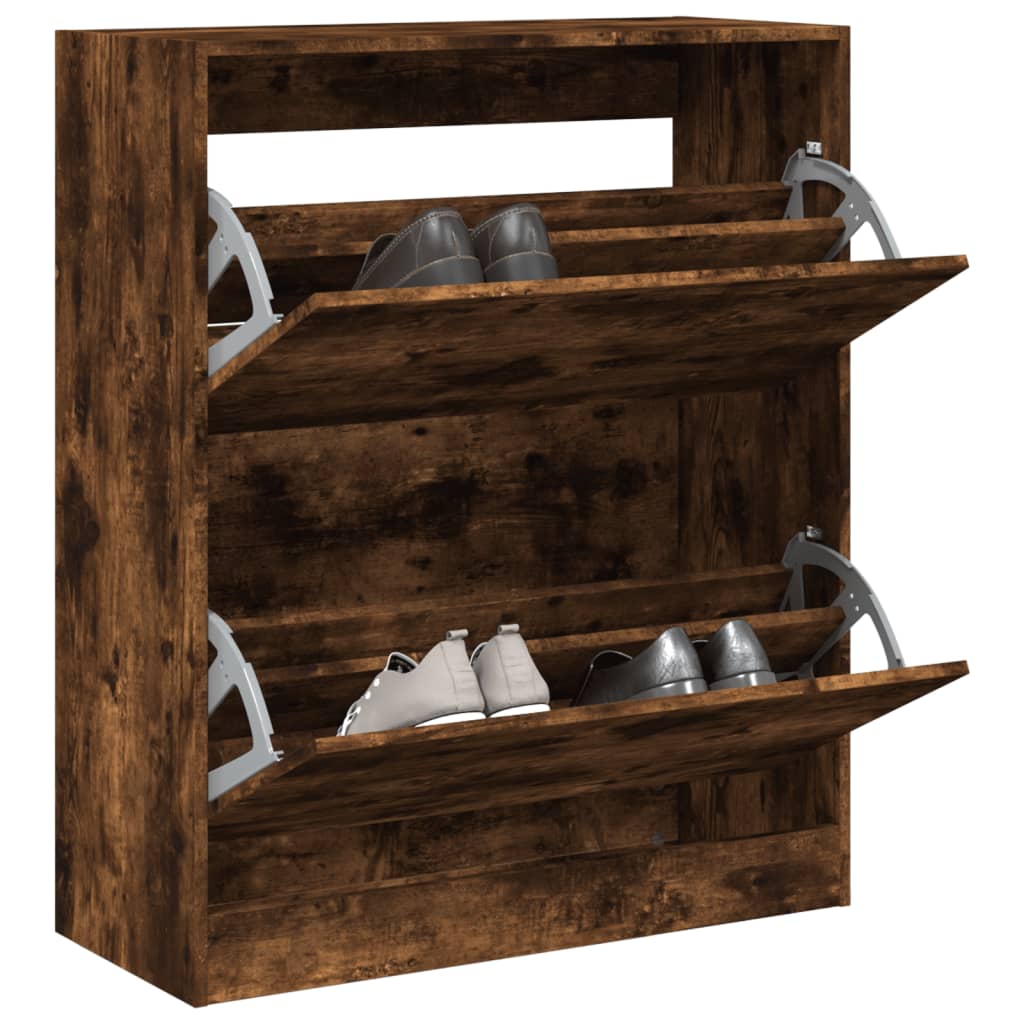 Modern 18 Pair 31" Shoe Cabinet With 2 Flip Down Drawers