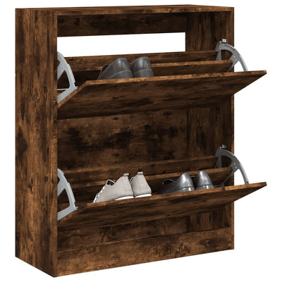 Modern 18 Pair 31" Shoe Cabinet With 2 Flip Down Drawers