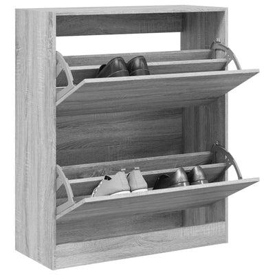 Modern 18 Pair 31" Shoe Cabinet With 2 Flip Down Drawers