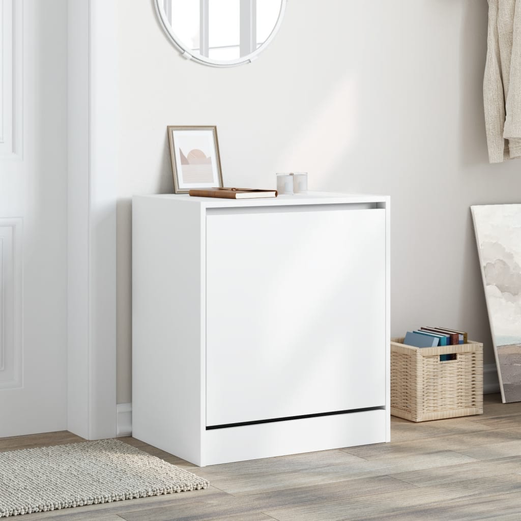 Modern 9 Pair 31" Shoe Cabinet With 1 Flip Down Drawer