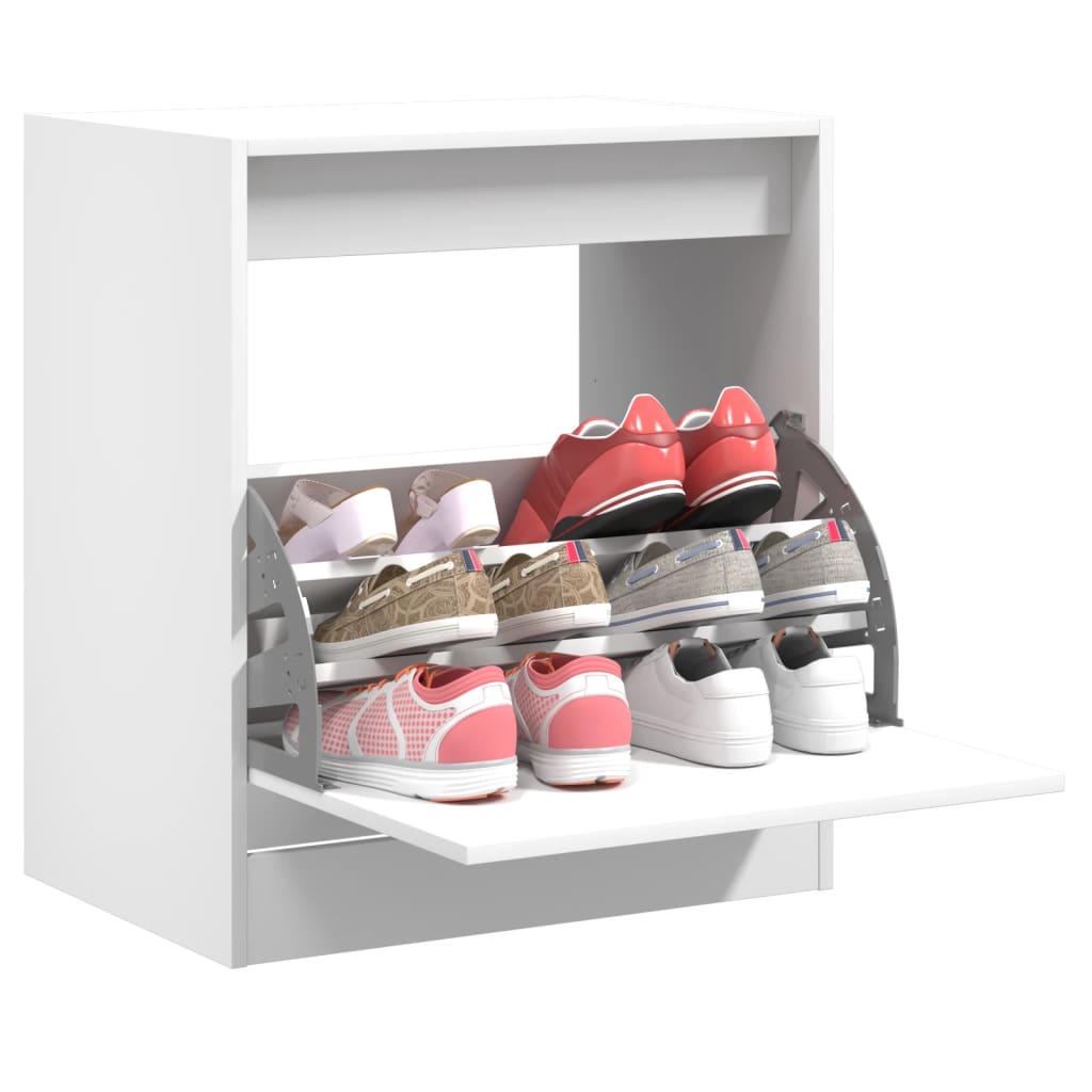 Modern 9 Pair 31" Shoe Cabinet With 1 Flip Down Drawer