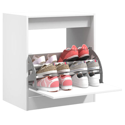 Modern 9 Pair 31" Shoe Cabinet With 1 Flip Down Drawer