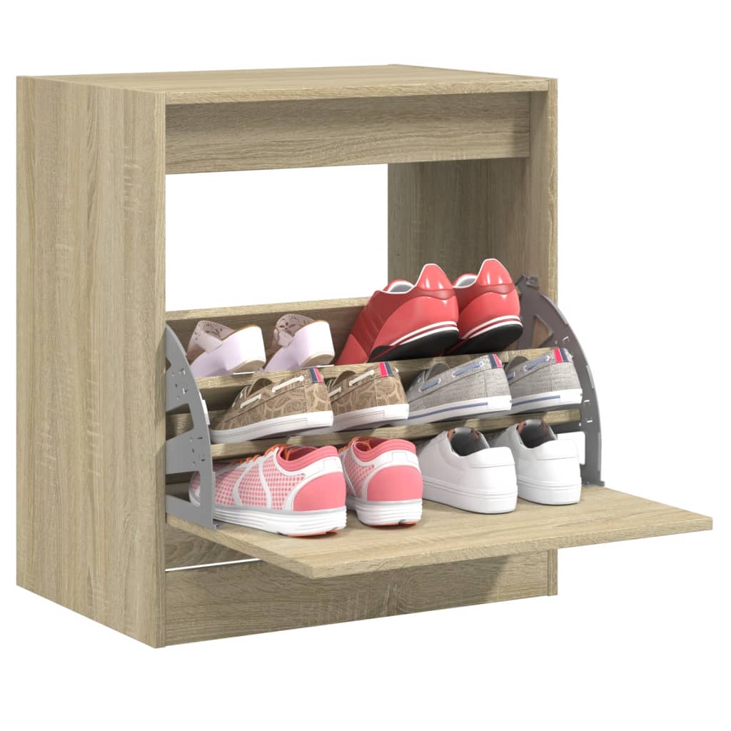 Modern 9 Pair 31" Shoe Cabinet With 1 Flip Down Drawer