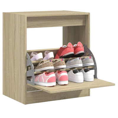 Modern 9 Pair 31" Shoe Cabinet With 1 Flip Down Drawer