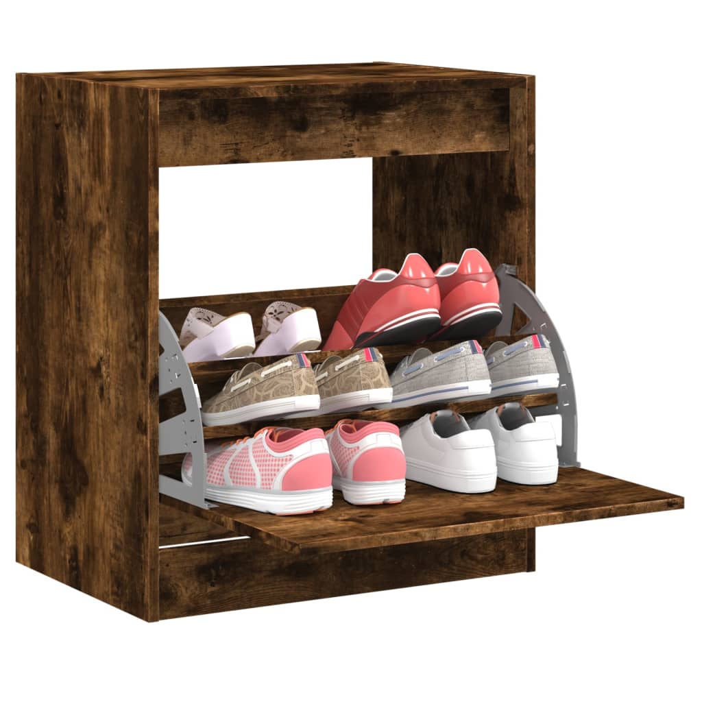 Modern 9 Pair 31" Shoe Cabinet With 1 Flip Down Drawer