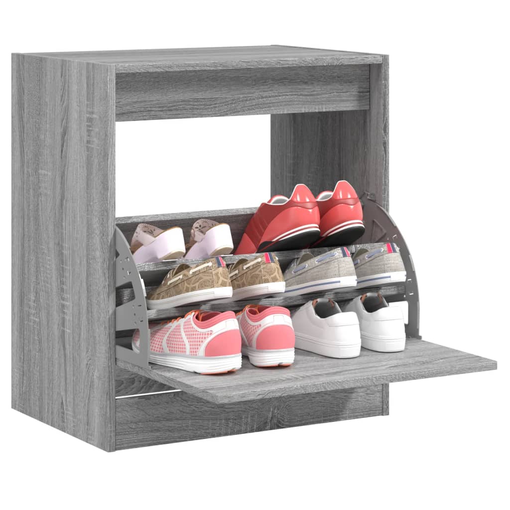 Modern 9 Pair 31" Shoe Cabinet With 1 Flip Down Drawer