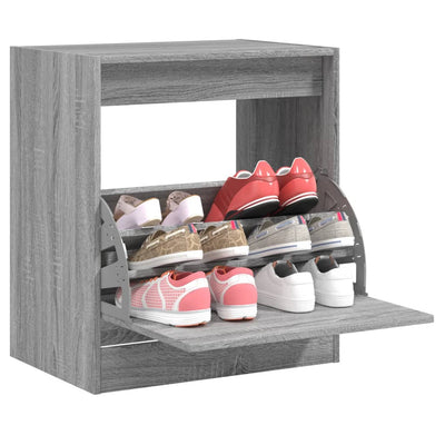 Modern 9 Pair 31" Shoe Cabinet With 1 Flip Down Drawer