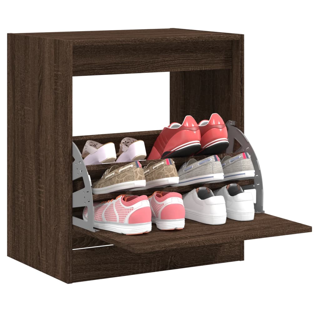 Modern 9 Pair 31" Shoe Cabinet With 1 Flip Down Drawer