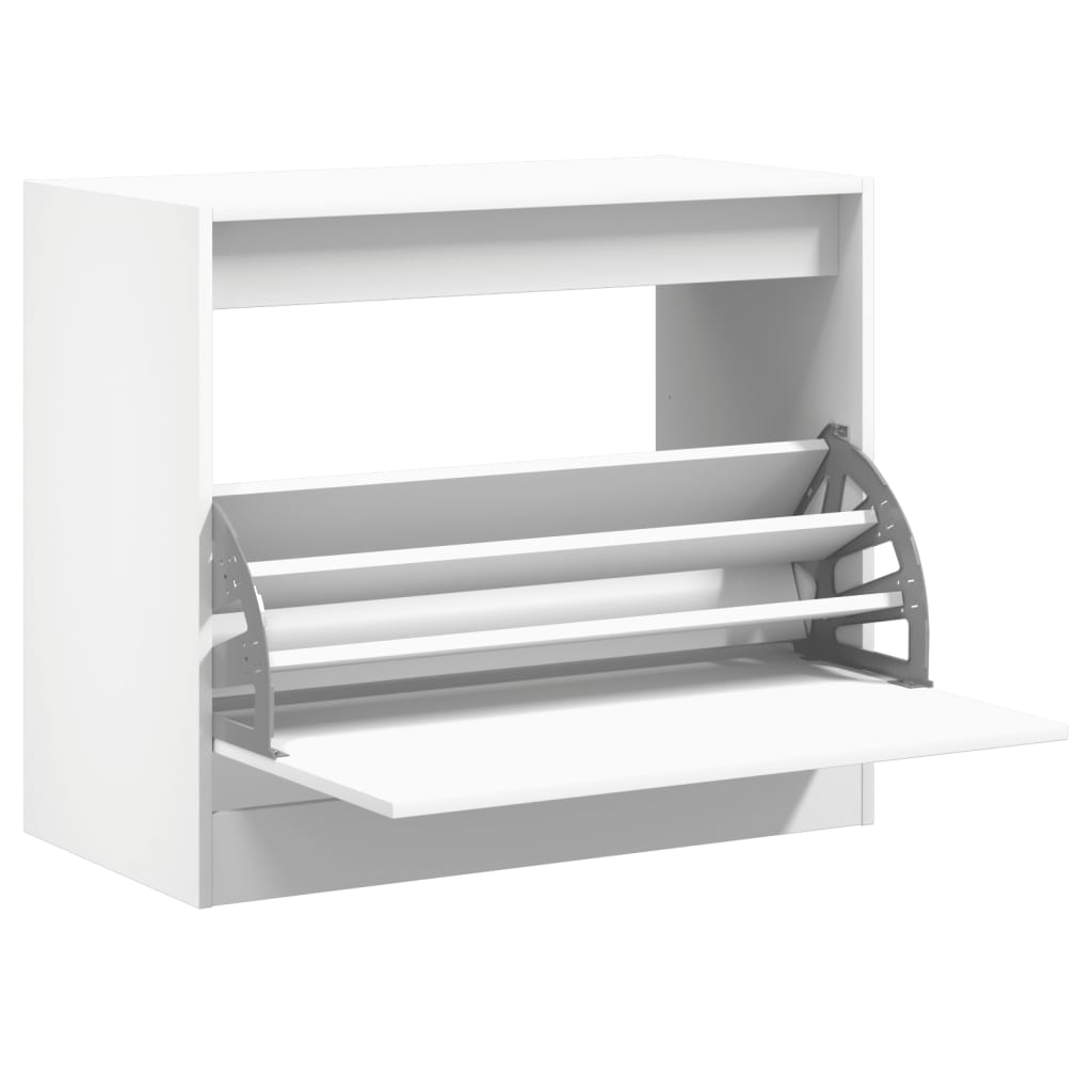 Modern 9 Pair 31" Compact Shoe Cabinet With 1 Flip Down Drawer