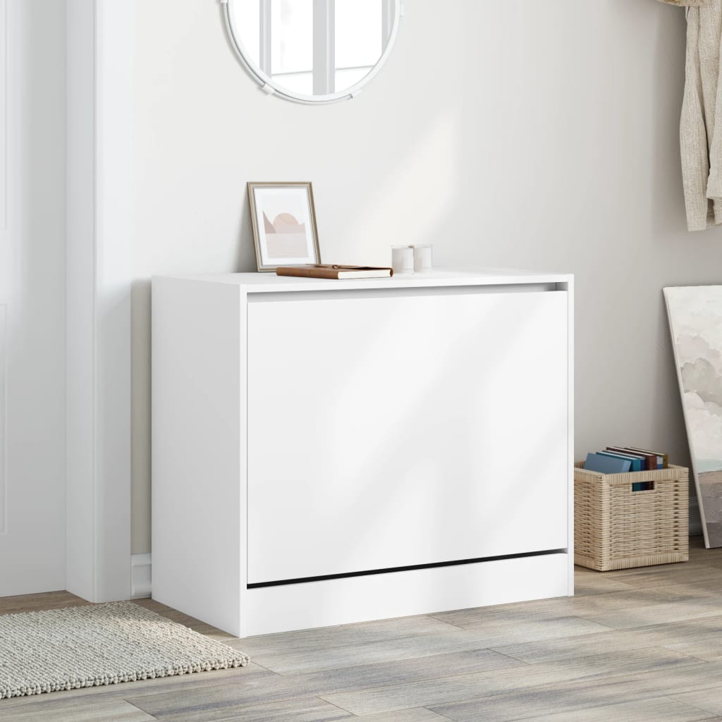 Modern 9 Pair 31" Compact Shoe Cabinet With 1 Flip Down Drawer