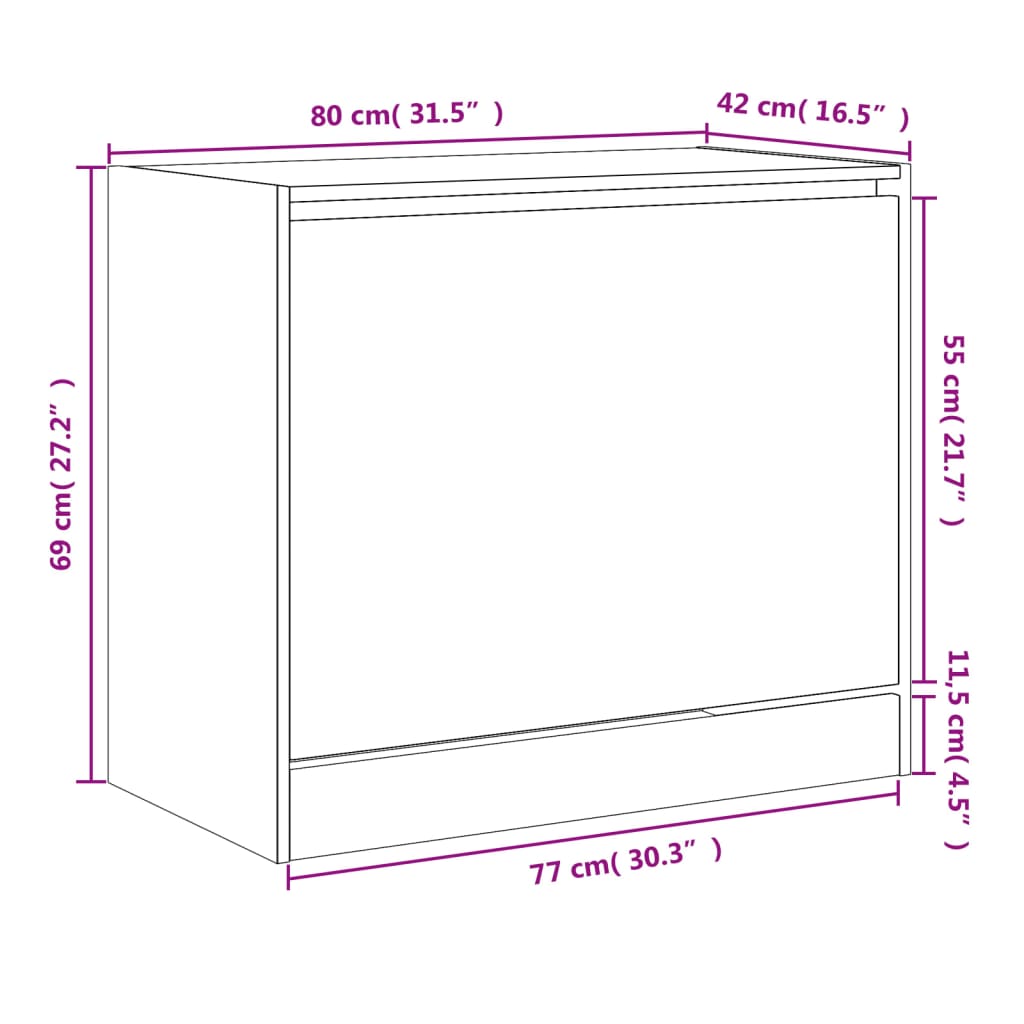 Modern 9 Pair 31" Compact Shoe Cabinet With 1 Flip Down Drawer