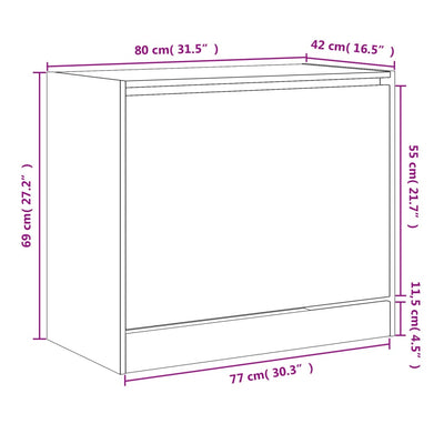 Modern 9 Pair 31" Compact Shoe Cabinet With 1 Flip Down Drawer