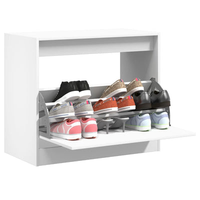 Modern 9 Pair 31" Compact Shoe Cabinet With 1 Flip Down Drawer