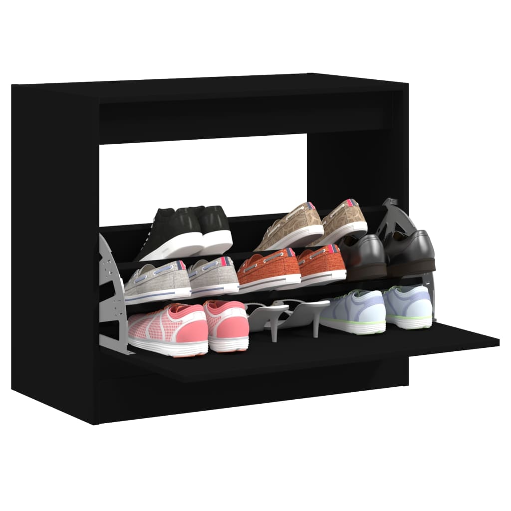 Modern 9 Pair 31" Compact Shoe Cabinet With 1 Flip Down Drawer
