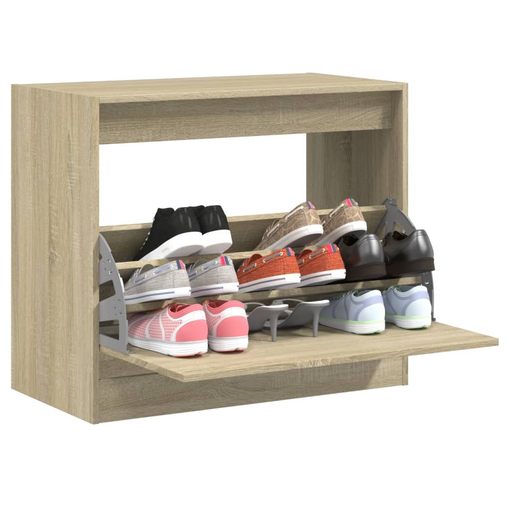 Modern 9 Pair 31" Compact Shoe Cabinet With 1 Flip Down Drawer