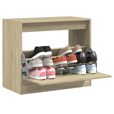 Modern 9 Pair 31" Compact Shoe Cabinet With 1 Flip Down Drawer