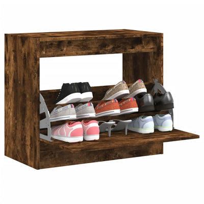Modern 9 Pair 31" Compact Shoe Cabinet With 1 Flip Down Drawer