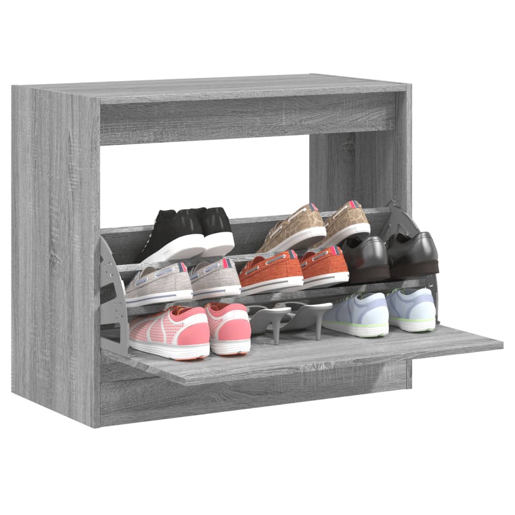 Modern 9 Pair 31" Compact Shoe Cabinet With 1 Flip Down Drawer