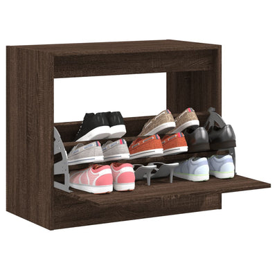 Modern 9 Pair 31" Compact Shoe Cabinet With 1 Flip Down Drawer