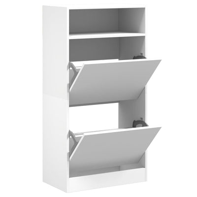 Shoe Cabinet Old, Hand-Finished Wood Tall 2 Drop-Down Drawers & 2 Compartments