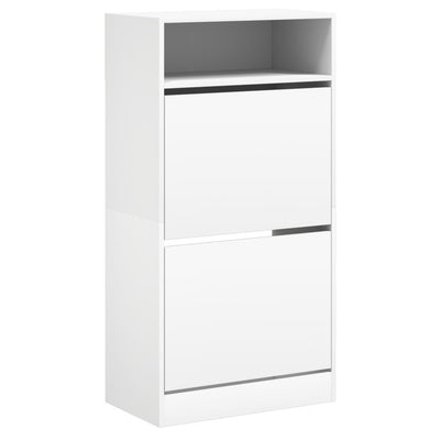 Shoe Cabinet Old, Hand-Finished Wood Tall 2 Drop-Down Drawers & 2 Compartments