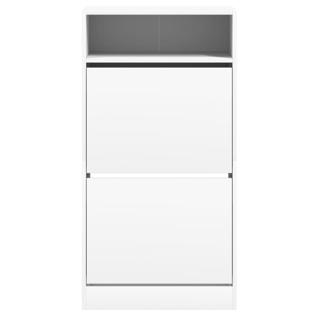 Shoe Cabinet Old, Hand-Finished Wood Tall 2 Drop-Down Drawers & 2 Compartments