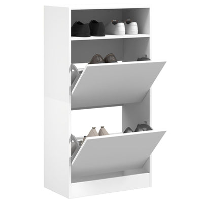 Shoe Cabinet Old, Hand-Finished Wood Tall 2 Drop-Down Drawers & 2 Compartments