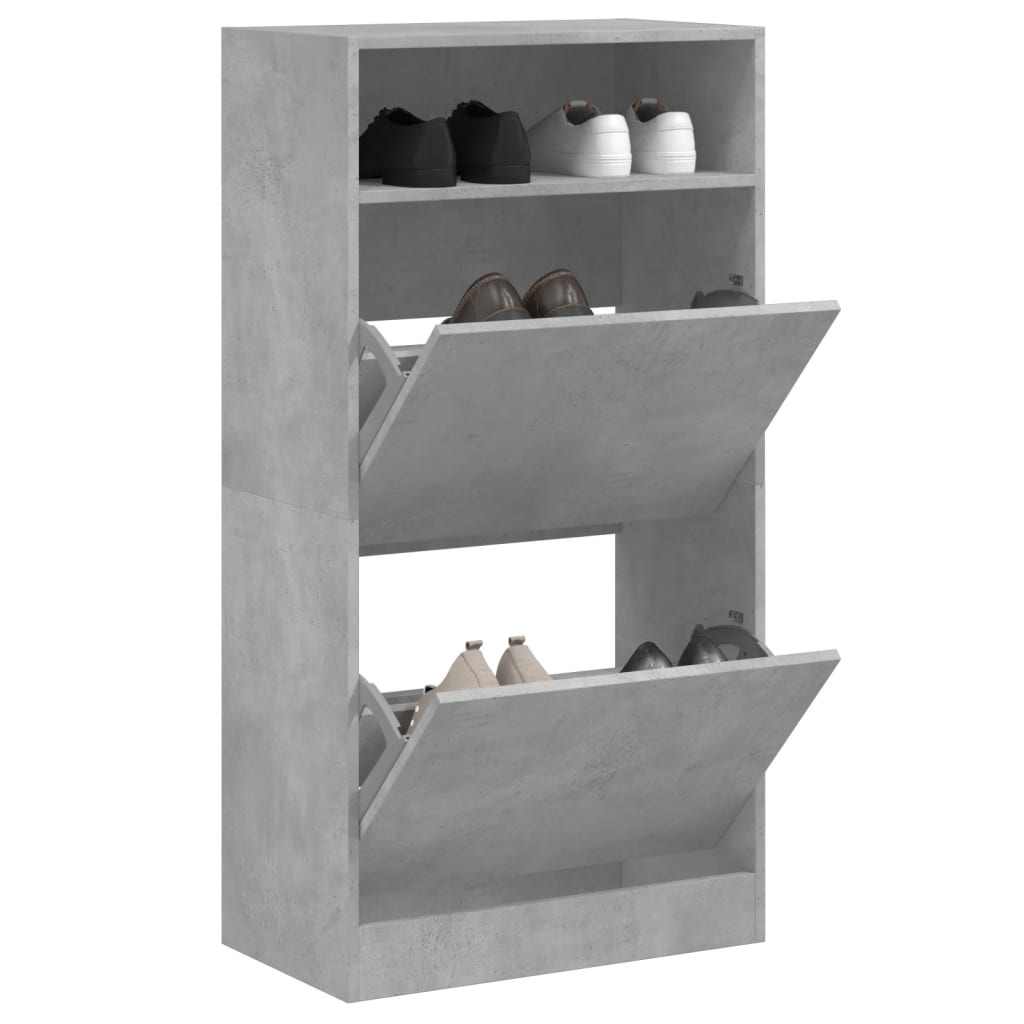 Shoe Cabinet Old, Hand-Finished Wood Tall 2 Drop-Down Drawers & 2 Compartments