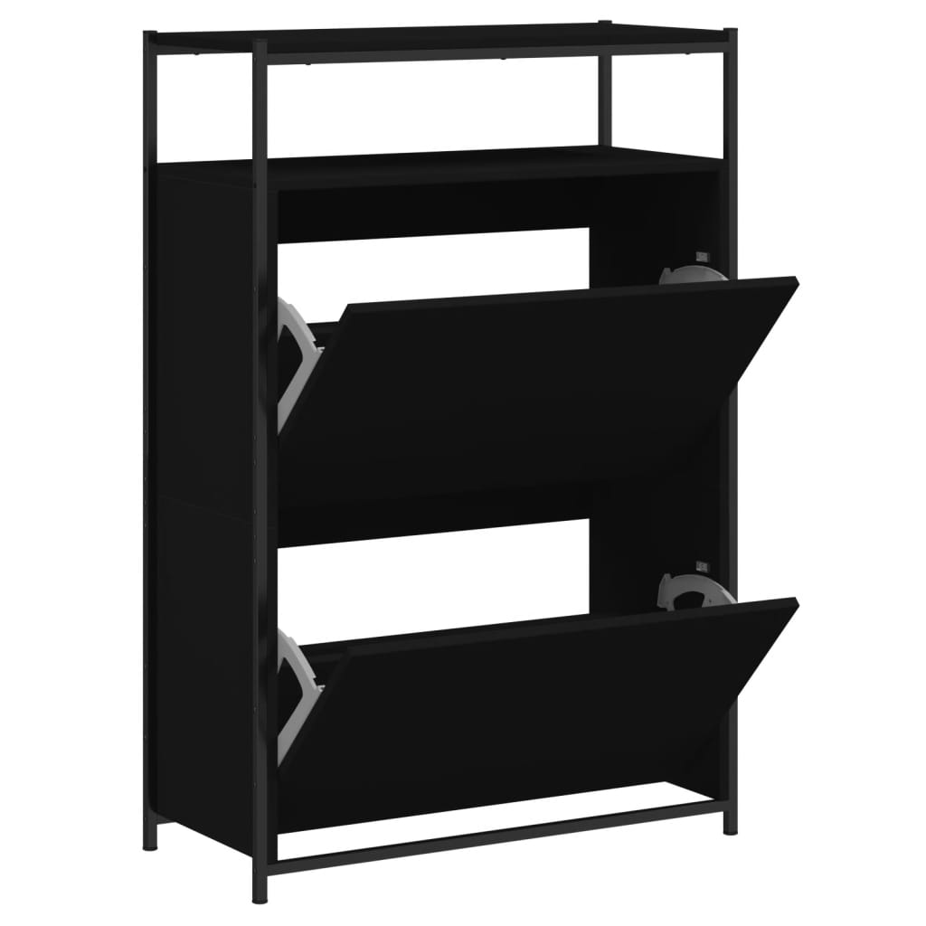 Shoe Cabinet Old, Hand-Finished Wood Tall 2 Drop-Down Drawers