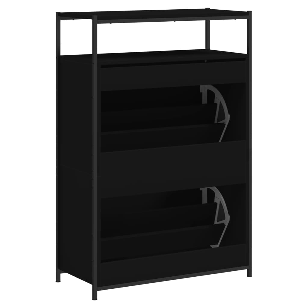 Shoe Cabinet Old, Hand-Finished Wood Tall 2 Drop-Down Drawers