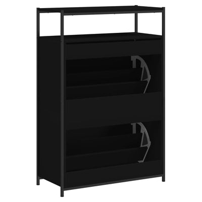 Shoe Cabinet Old, Hand-Finished Wood Tall 2 Drop-Down Drawers