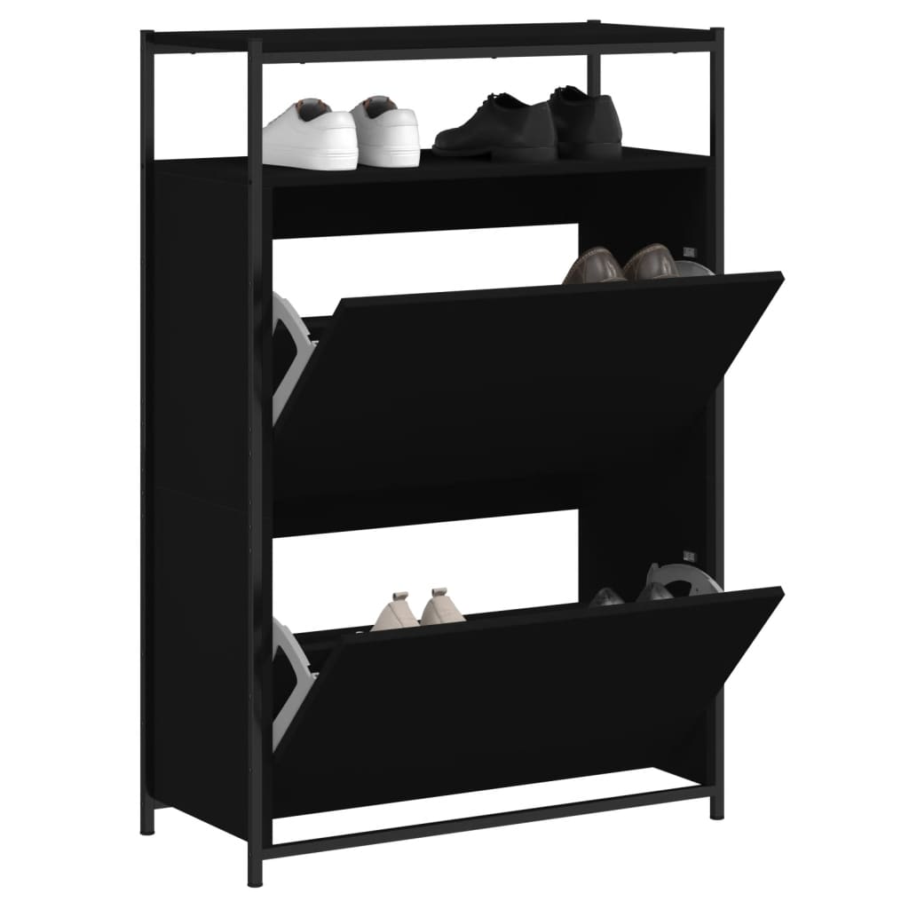 Shoe Cabinet Old, Hand-Finished Wood Tall 2 Drop-Down Drawers