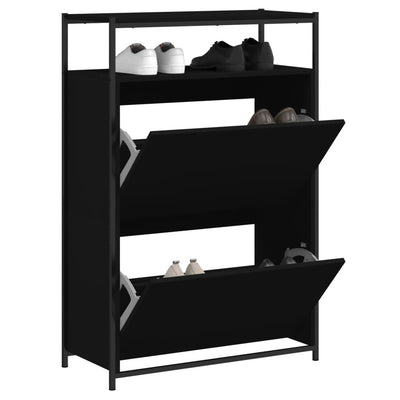 Shoe Cabinet Old, Hand-Finished Wood Tall 2 Drop-Down Drawers