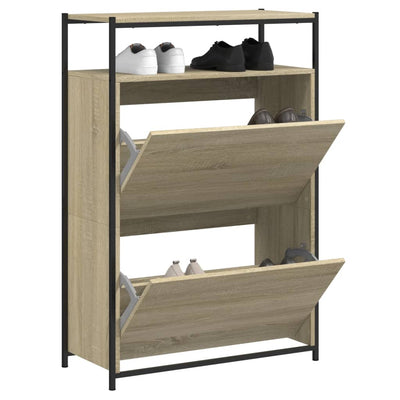 Shoe Cabinet Old, Hand-Finished Wood Tall 2 Drop-Down Drawers