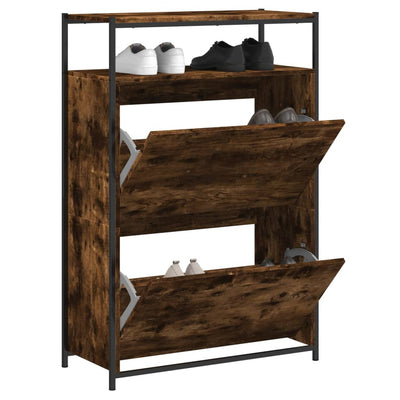 Shoe Cabinet Old, Hand-Finished Wood Tall 2 Drop-Down Drawers