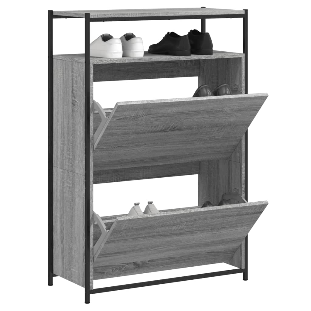Shoe Cabinet Old, Hand-Finished Wood Tall 2 Drop-Down Drawers