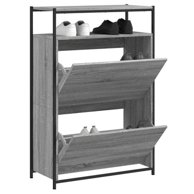 Shoe Cabinet Old, Hand-Finished Wood Tall 2 Drop-Down Drawers