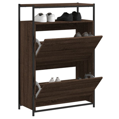 Shoe Cabinet Old, Hand-Finished Wood Tall 2 Drop-Down Drawers